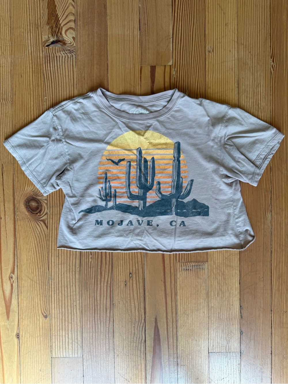 Mojave Graphic Crop Tee - Beige with Sunset Print